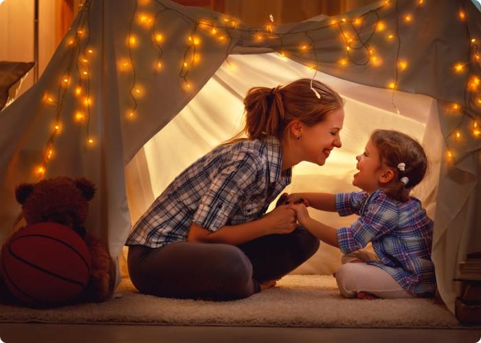 Mother and child smiling